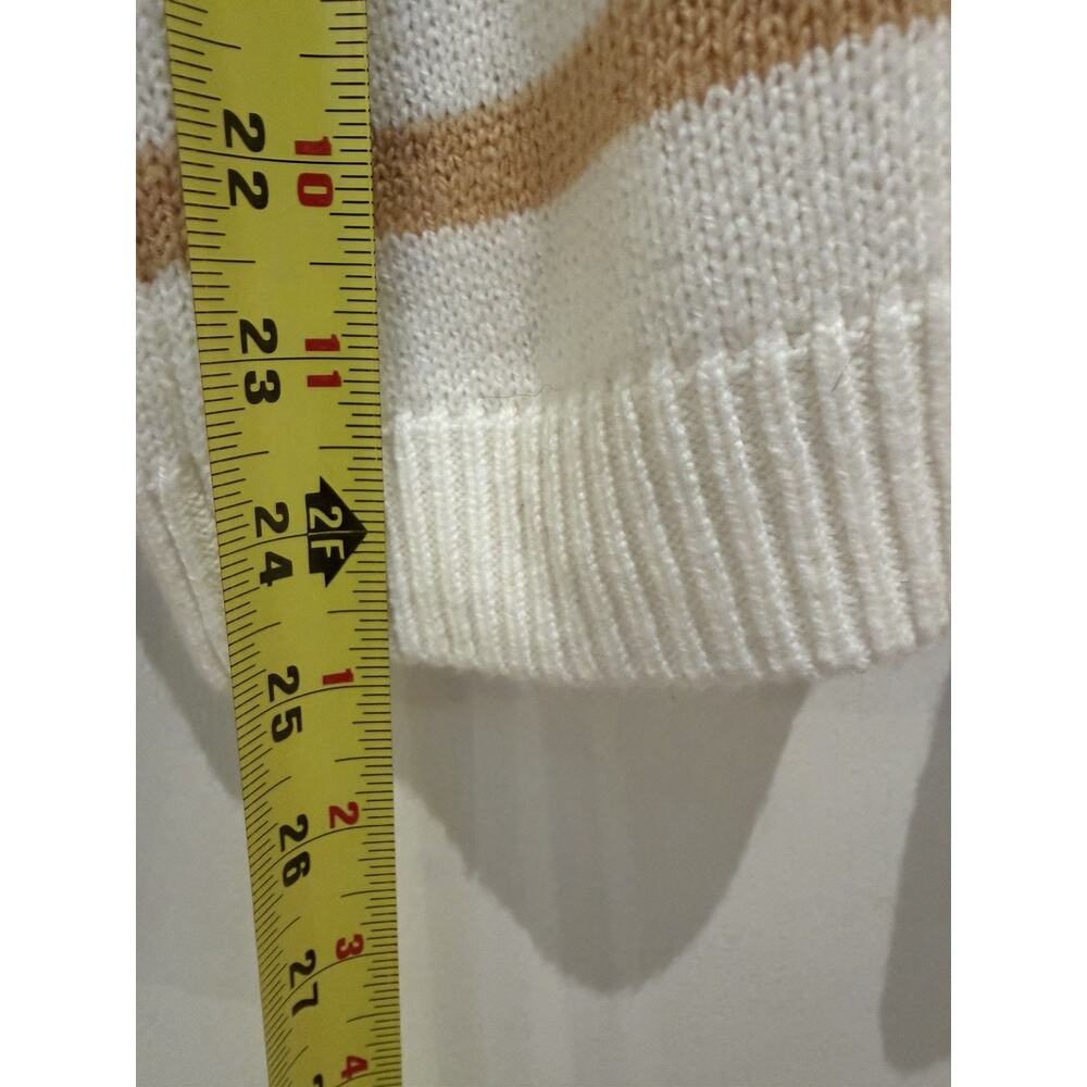 Lilly Pulitzer Kyren Sweater XXS White Tan Stripe Cotton Blend Embroidered $148 - Picture 5 of 9